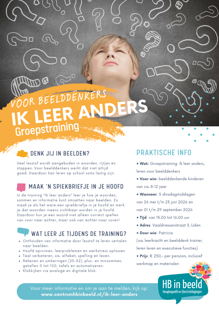 Ik leer anders groepstraining voor beelddenkers